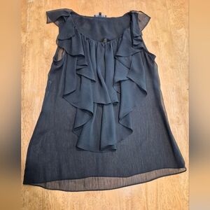 EUC Anne Klein Black Ruffled Sleeveless Blouse top